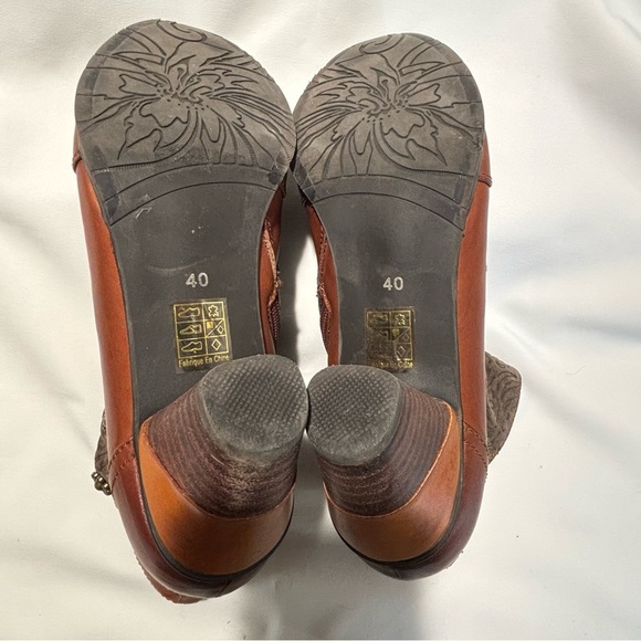 L’ARTISTE Sz 40 Heel Booties Steampunk Vibes Leather Suede Ruched Shaft Buttons - Picture 14 of 14